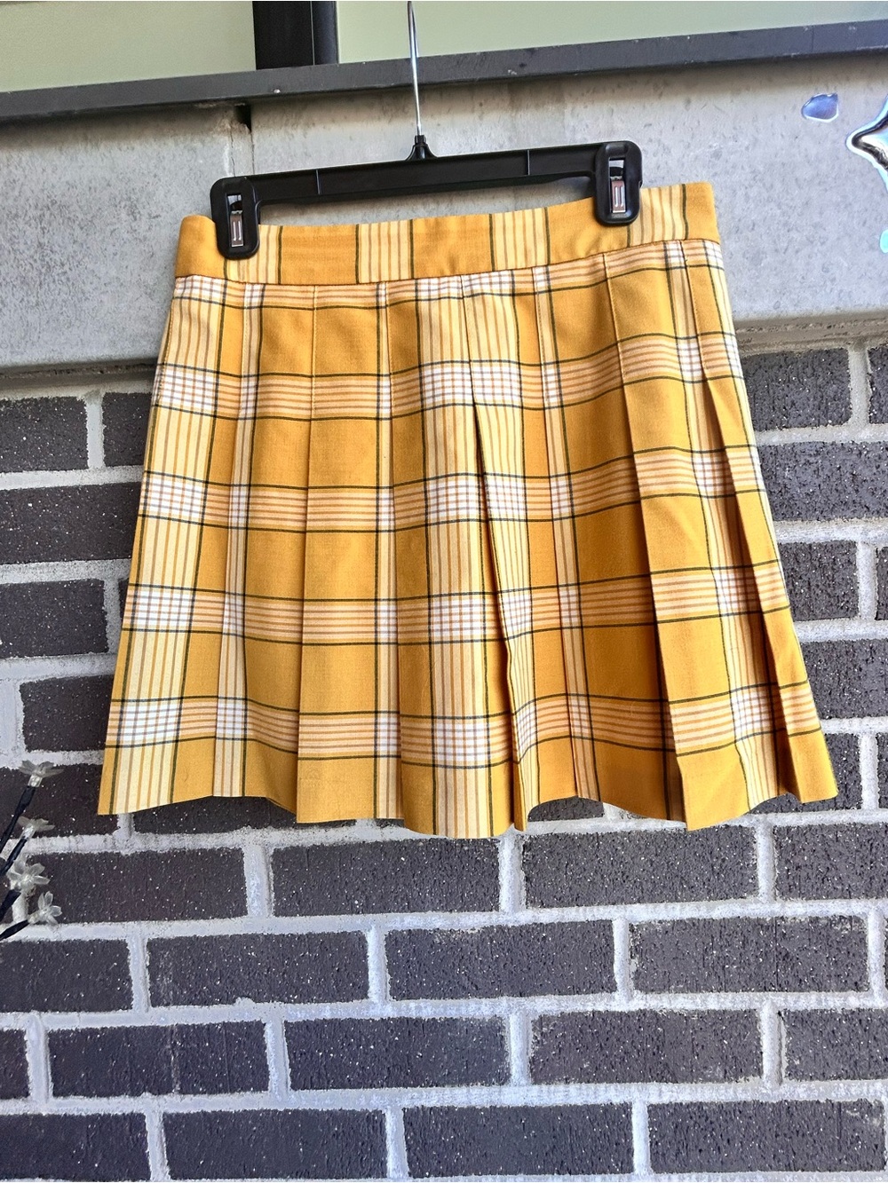 Sunday Best Yellow Plaid Pleated Mini Skirt - Size Small